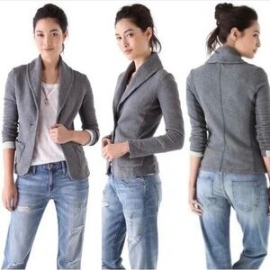 James Perse Gray Cotton Stretch Knit Blazer | Tailored Minimalist Jacket